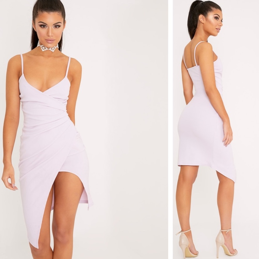 ✨🌸🌼HP 9/21🌸🌼✨ NWT Lauriell Mauve Wrap Front Crepe Midi Dress in Size 14